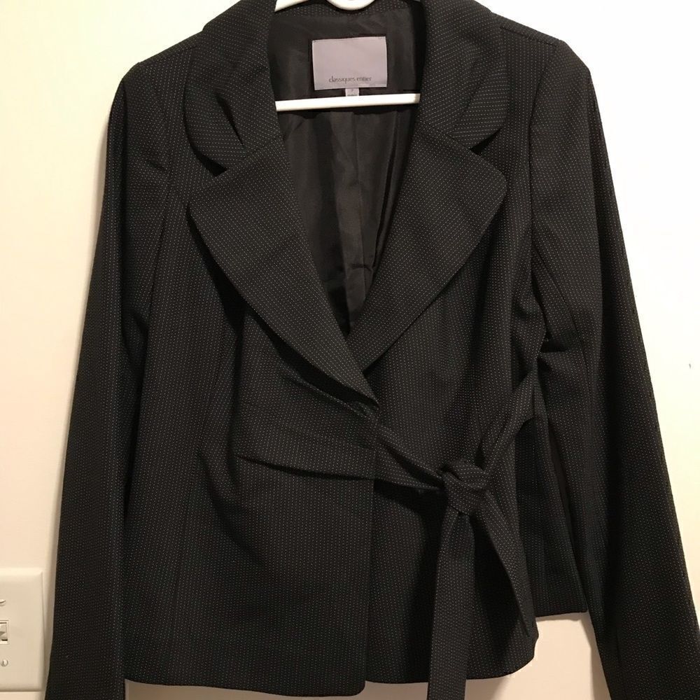 Classiques Entier Size 2 Black Polka Dot Blazer